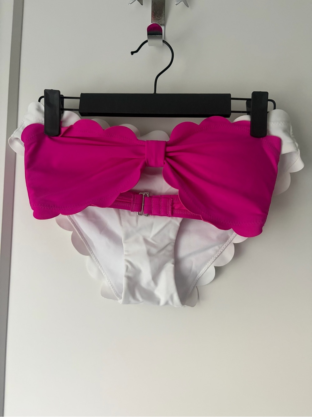 Xhilaration Pink and White Scalloped Bow Bandeau Bikini Set